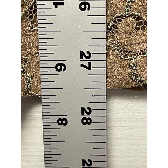 Vintage Old Navy Top Womens‎ XL Brown Lace 3/4 Sleeve V Neck See Through Sheer - Picture 5 of 10